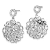 Sterling Silver CZ Dangle Earrings with Rhodium Polish Elegance